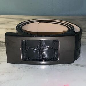 Banana Republic Black Croc Embossed Leather Belt